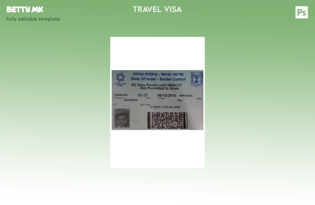 Шаблон за израелска виза во модерен стил 1